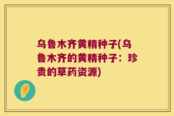 乌鲁木齐黄精种子(乌鲁木齐的黄精种子：珍贵的草药资源)