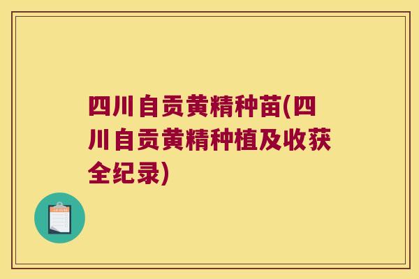 四川自贡黄精种苗(四川自贡黄精种植及收获全纪录)