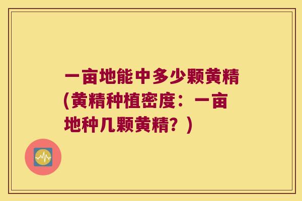 一亩地能中多少颗黄精(黄精种植密度：一亩地种几颗黄精？)