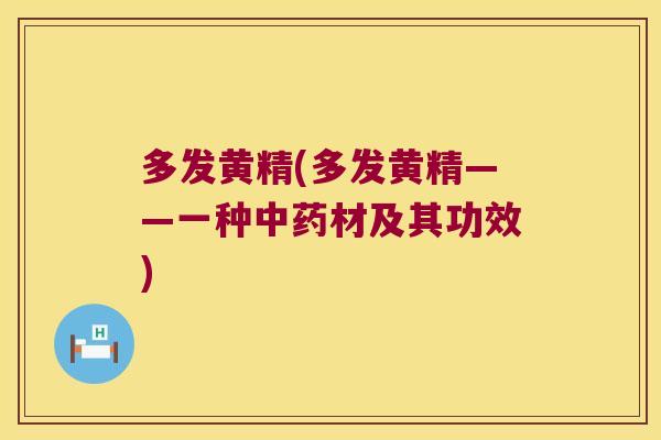 多发黄精(多发黄精——一种材及其功效) 多发黄精(多发黄精——一种材及其功效)
