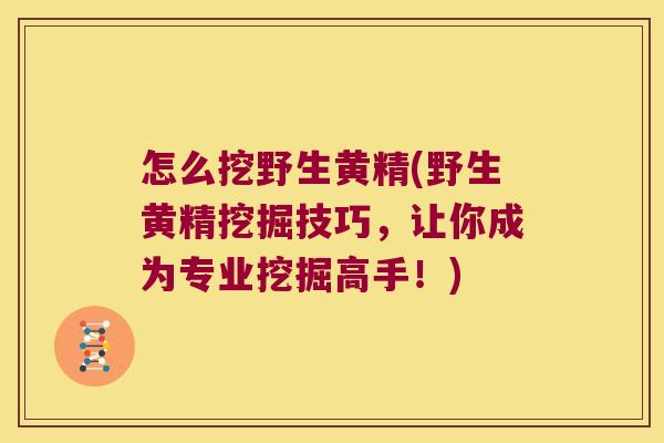 怎么挖野生黄精(野生黄精挖掘技巧，让你成为专业挖掘高手！)