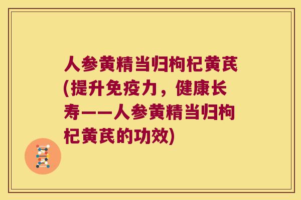 人参黄精当归枸杞黄芪(提升力，健康长寿——人参黄精当归枸杞黄芪的功效)