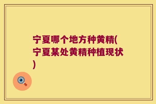 宁夏哪个地方种黄精(宁夏某处黄精种植现状) 宁夏哪个地方种黄精(宁夏某处黄精种植现状)
