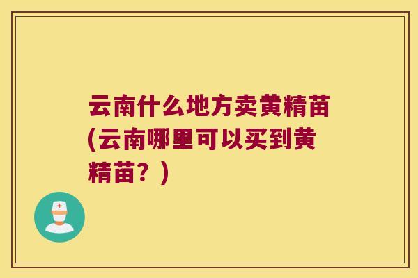云南什么地方卖黄精苗(云南哪里可以买到黄精苗?) 云南什么地方卖黄精苗(云南哪里可以买到黄精苗?)
