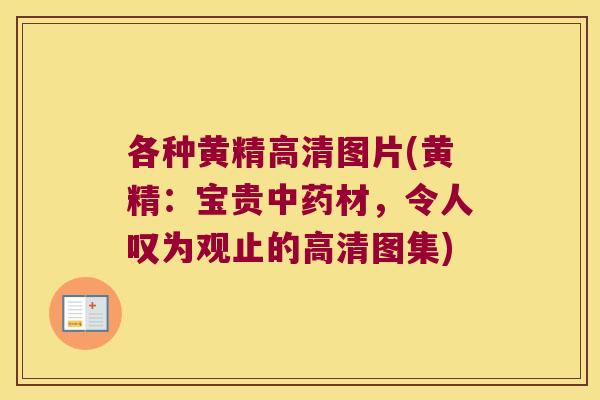 各种黄精高清图片(黄精：宝贵材，令人叹为观止的高清图集)