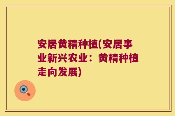 安居黄精种植(安居事业新兴农业:黄精种植走向发展) 安居黄精种植(安居事业新兴农业:黄精种植走向发展)