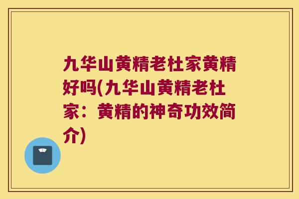 九华山黄精老杜家黄精好吗(九华山黄精老杜家:黄精的神奇功效简介) 九华山黄精老杜家黄精好吗(九华山黄精老杜家:黄精的神奇功效简介)