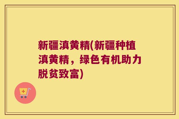 新疆滇黄精(新疆种植滇黄精，绿色有机助力脱贫致富)