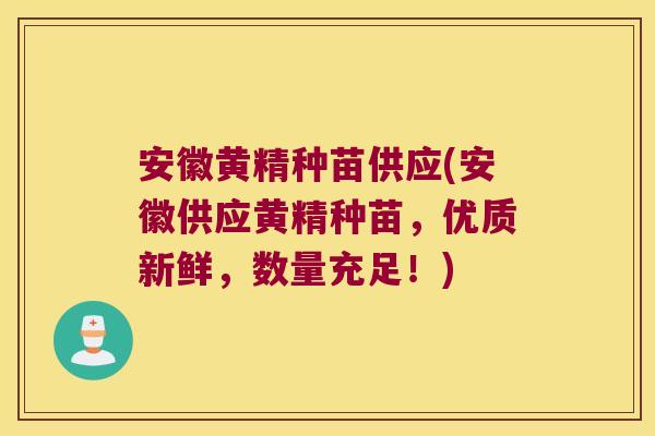 安徽黄精种苗供应(安徽供应黄精种苗，优质新鲜，数量充足！)