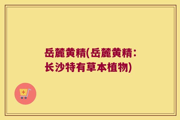 岳麓黄精(岳麓黄精:长沙特有草本植物) 岳麓黄精(岳麓黄精:长沙特有草本植物)