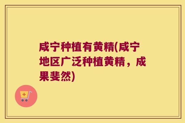 咸宁种植有黄精(咸宁地区广泛种植黄精，成果斐然)
