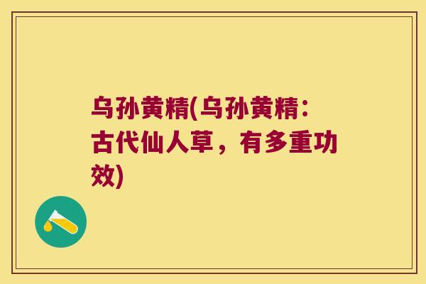 乌孙黄精(乌孙黄精:古代仙人草,有多重功效) 乌孙黄精(乌孙黄精:古代仙人草,有多重功效)