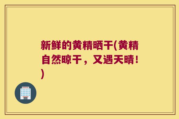 新鲜的黄精晒干(黄精自然晾干，又遇天晴！)