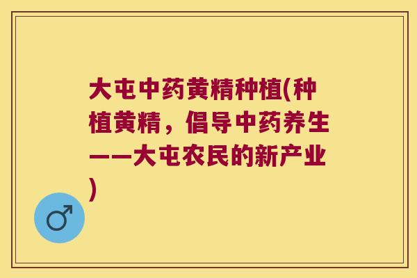 大屯黄精种植(种植黄精,倡导养生——大屯农民的新产业) 大屯黄精种植(种植黄精,倡导养生——大屯农民的新产业)