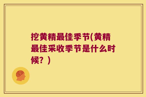 挖黄精佳季节(黄精佳采收季节是什么时候？)