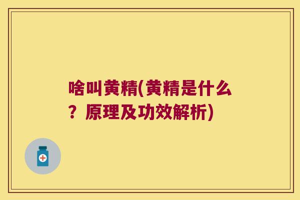 啥叫黄精(黄精是什么？原理及功效解析)