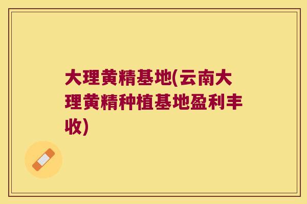 大理黄精基地(云南大理黄精种植基地盈利丰收)