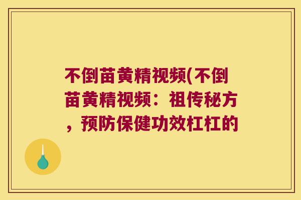 不倒苗黄精视频(不倒苗黄精视频:祖传秘方,保健功效杠杠的 不倒苗黄精视频(不倒苗黄精视频:祖传秘方,保健功效杠杠的
