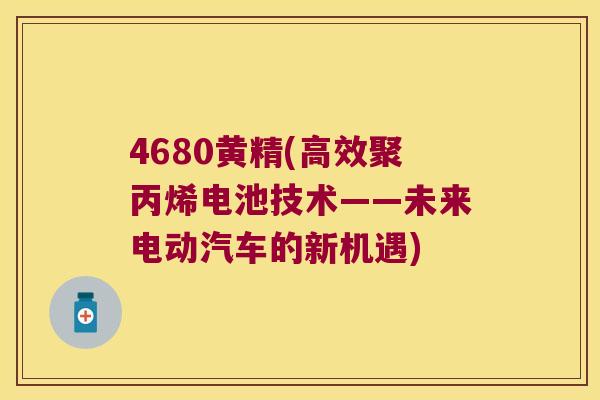 4680黄精(高效聚丙烯电池技术——未来电动汽车的新机遇) 4680黄精(高效聚丙烯电池技术——未来电动汽车的新机遇)