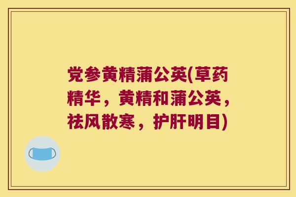 党参黄精蒲公英(草药精华，黄精和蒲公英，祛风散寒，明目)