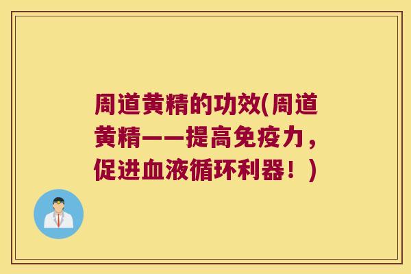 周道黄精的功效(周道黄精——提高力，促进利器！)