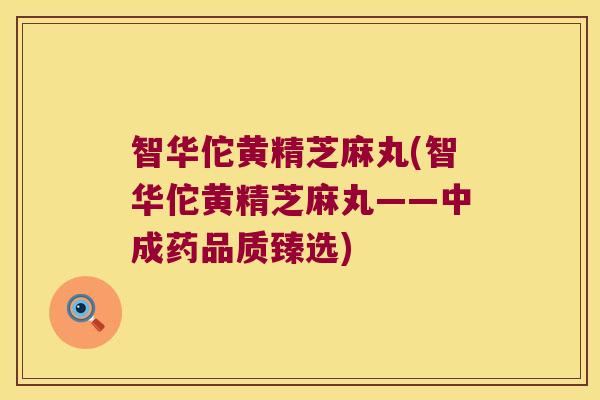智华佗黄精芝麻丸(智华佗黄精芝麻丸——中成药品质臻选)