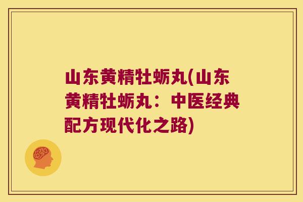 山东黄精牡蛎丸(山东黄精牡蛎丸:中医经典配方现代化之路) 山东黄精牡蛎丸(山东黄精牡蛎丸:中医经典配方现代化之路)