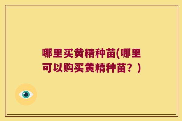 哪里买黄精种苗(哪里可以购买黄精种苗?) 哪里买黄精种苗(哪里可以购买黄精种苗?)