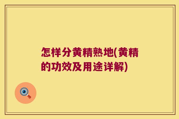 怎样分黄精熟地(黄精的功效及用途详解) 怎样分黄精熟地(黄精的功效及用途详解)