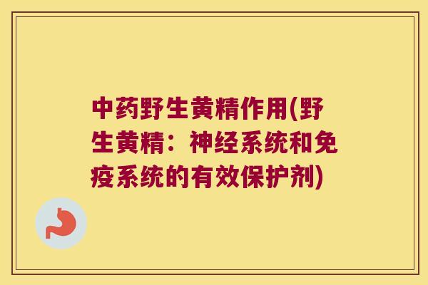 野生黄精作用(野生黄精：系统和系统的有效保护剂)