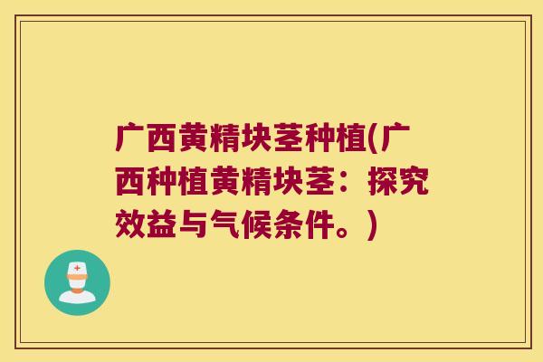 广西黄精块茎种植(广西种植黄精块茎:探究效益与气候条件。) 广西黄精块茎种植(广西种植黄精块茎:探究效益与气候条件。)
