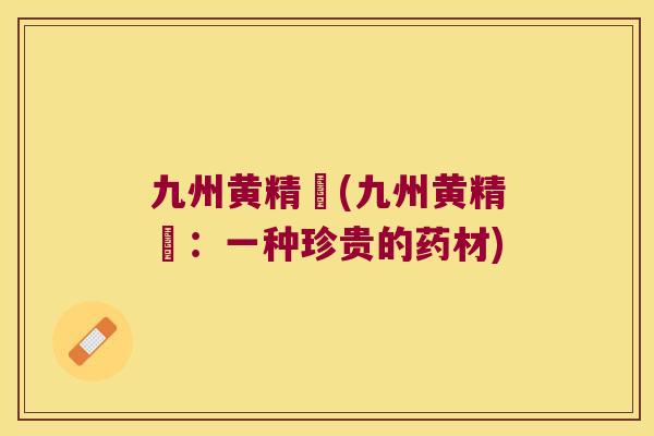 九州黄精苶(九州黄精苶：一种珍贵的药材)