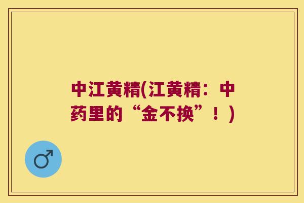 中江黄精(江黄精:里的“金不换”!) 中江黄精(江黄精:里的“金不换”!)