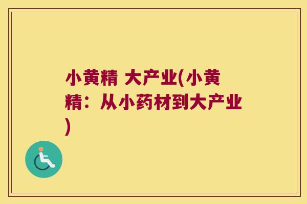 小黄精 大产业(小黄精:从小药材到大产业) 小黄精 大产业(小黄精:从小药材到大产业)