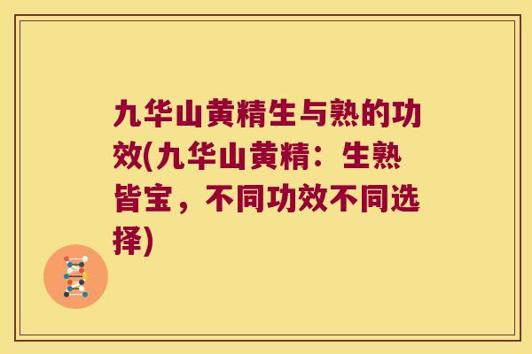 九华山黄精生与熟的功效(九华山黄精:生熟皆宝,不同功效不同选择) 九华山黄精生与熟的功效(九华山黄精:生熟皆宝,不同功效不同选择)