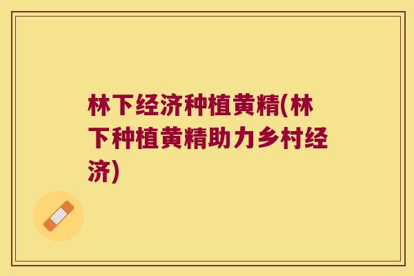林下经济种植黄精(林下种植黄精助力乡村经济) 林下经济种植黄精(林下种植黄精助力乡村经济)