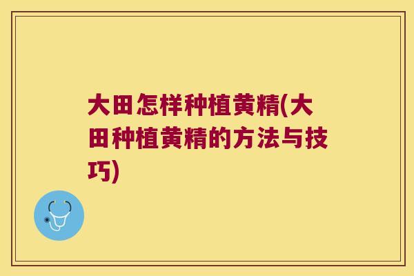 大田怎样种植黄精(大田种植黄精的方法与技巧)