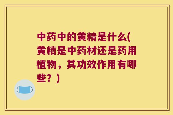 中的黄精是什么(黄精是材还是药用植物，其功效作用有哪些？)