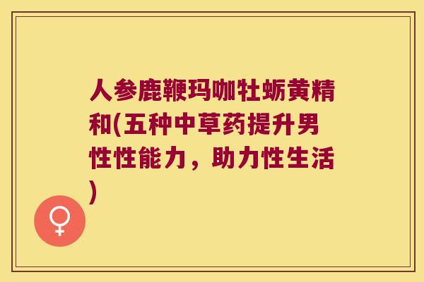 人参鹿鞭玛咖牡蛎黄精和(五种中草药提升男性性能力，助力性生活)
