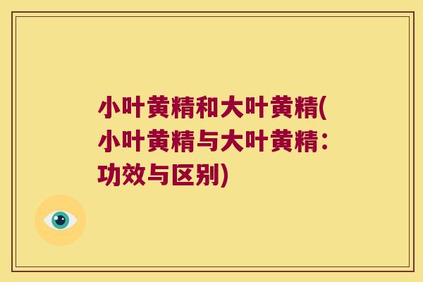 小叶黄精和大叶黄精(小叶黄精与大叶黄精:功效与区别) 小叶黄精和大叶黄精(小叶黄精与大叶黄精:功效与区别)