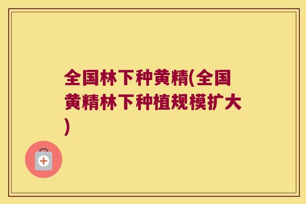 全国林下种黄精(全国黄精林下种植规模扩大)