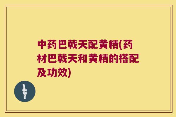 巴戟天配黄精(药材巴戟天和黄精的搭配及功效)
