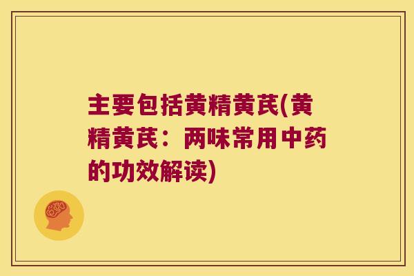 主要包括黄精黄芪(黄精黄芪：两味常用的功效解读)