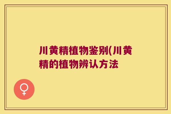 川黄精植物鉴别(川黄精的植物辨认方法