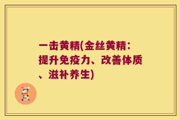一击黄精(金丝黄精：提升力、改善体质、滋补养生)