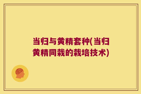 当归与黄精套种(当归黄精同栽的栽培技术) 当归与黄精套种(当归黄精同栽的栽培技术)
