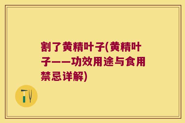 割了黄精叶子(黄精叶子——功效用途与食用禁忌详解) 割了黄精叶子(黄精叶子——功效用途与食用禁忌详解)