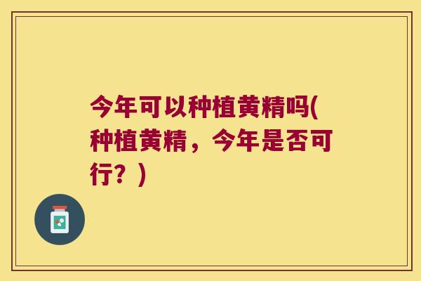今年可以种植黄精吗(种植黄精，今年是否可行？)