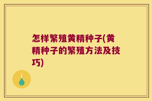 怎样繁殖黄精种子(黄精种子的繁殖方法及技巧) 怎样繁殖黄精种子(黄精种子的繁殖方法及技巧)