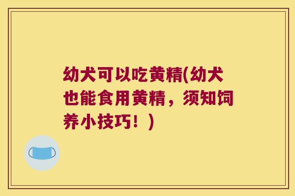 幼犬可以吃黄精(幼犬也能食用黄精，须知饲养小技巧！)